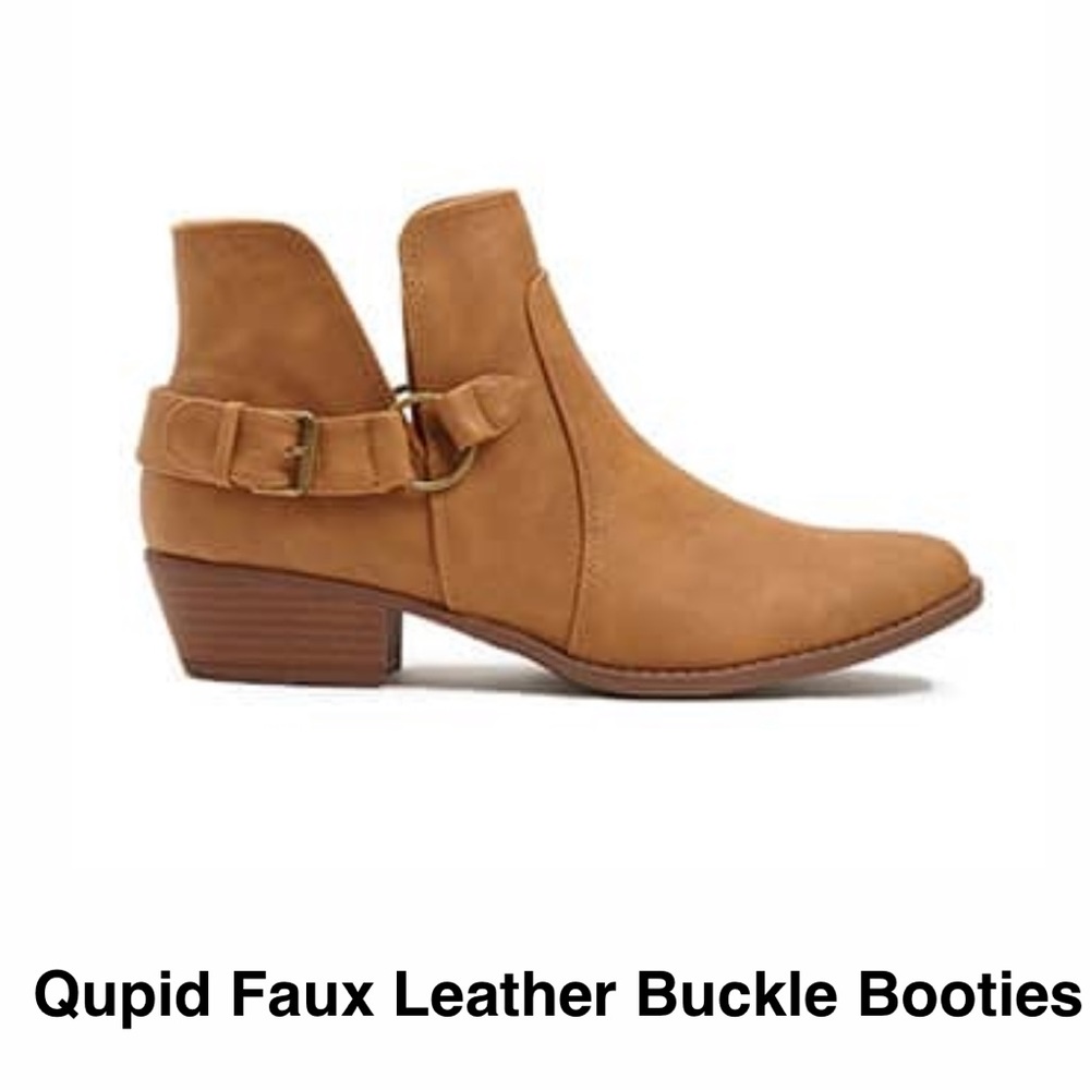 NWT Qupid Faux Leather Buckle Booties Size 8